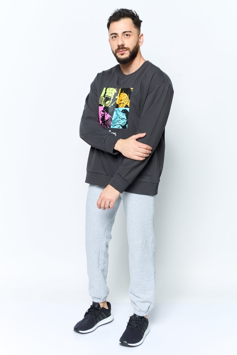 SKECHERS Men Sportswear Fit Long Sleeve Outdoor Sweatshirts, Dark Grey  - Image 2