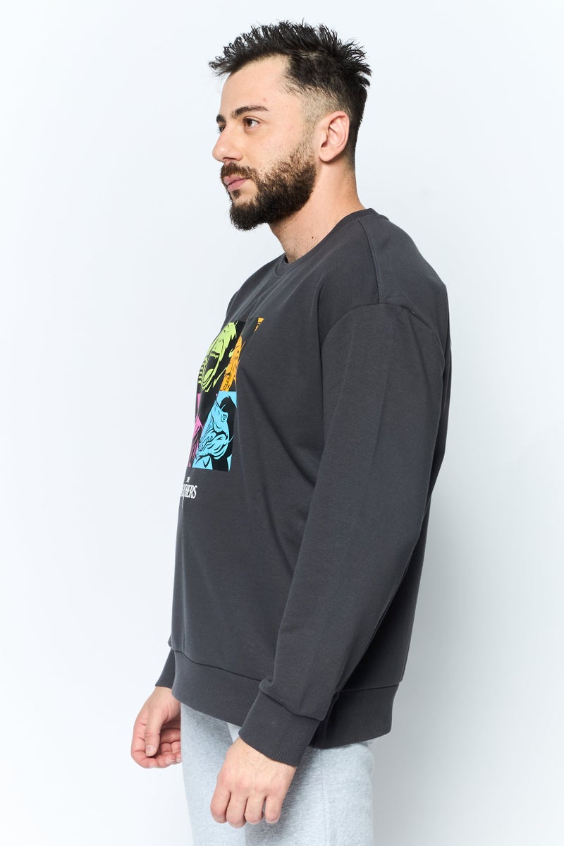 SKECHERS Men Sportswear Fit Long Sleeve Outdoor Sweatshirts, Dark Grey  - Image 3