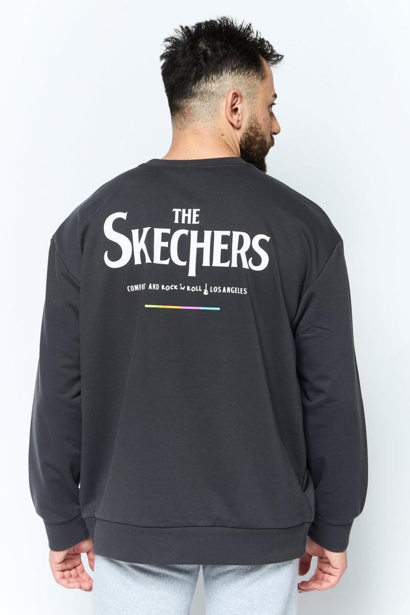 SKECHERS Men Sportswear Fit Long Sleeve Outdoor Sweatshirts, Dark Grey  - Image 4