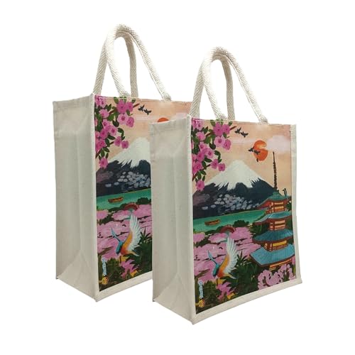 Sangra Canvas Reusable Bags for School, College & Office – Pack of 2, Stylish Lunch Bags for Men & Women (Japan) - Image 1