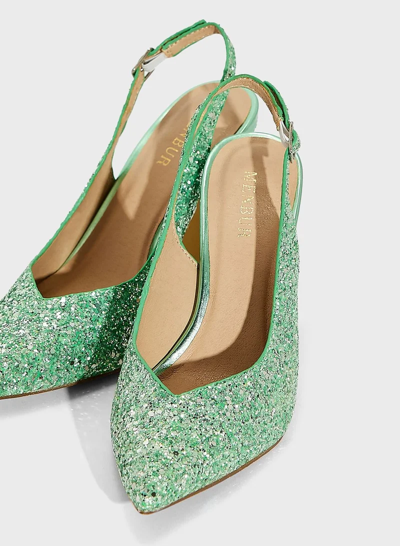 MENBUR Pointed Toe Mid Heel Sandals