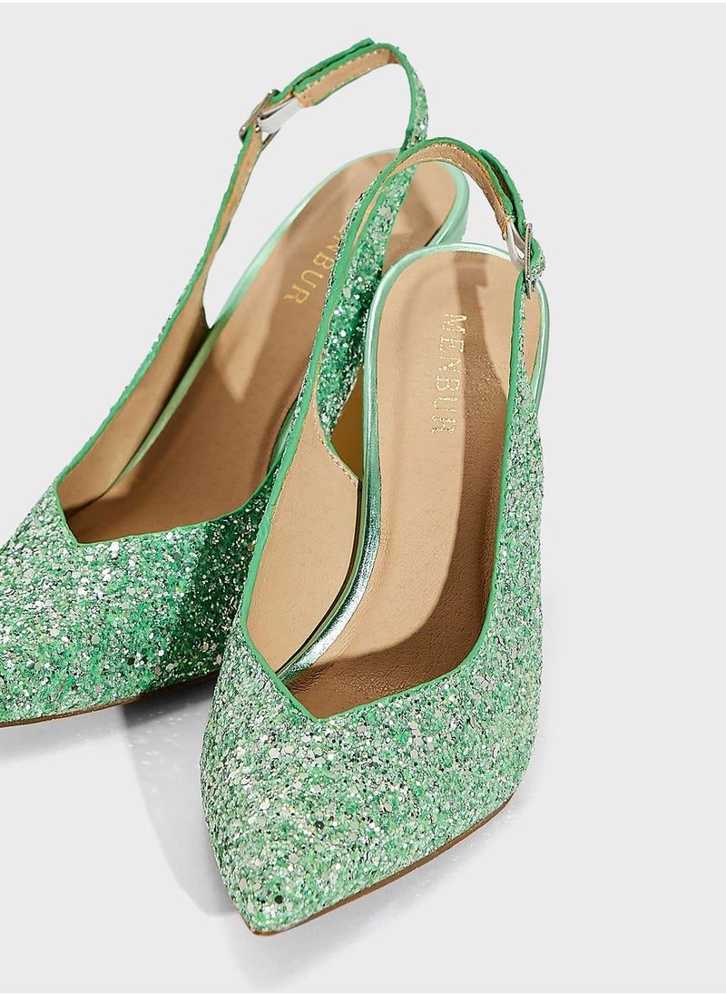 MENBUR Pointed Toe Mid Heel Sandals  - Image 4