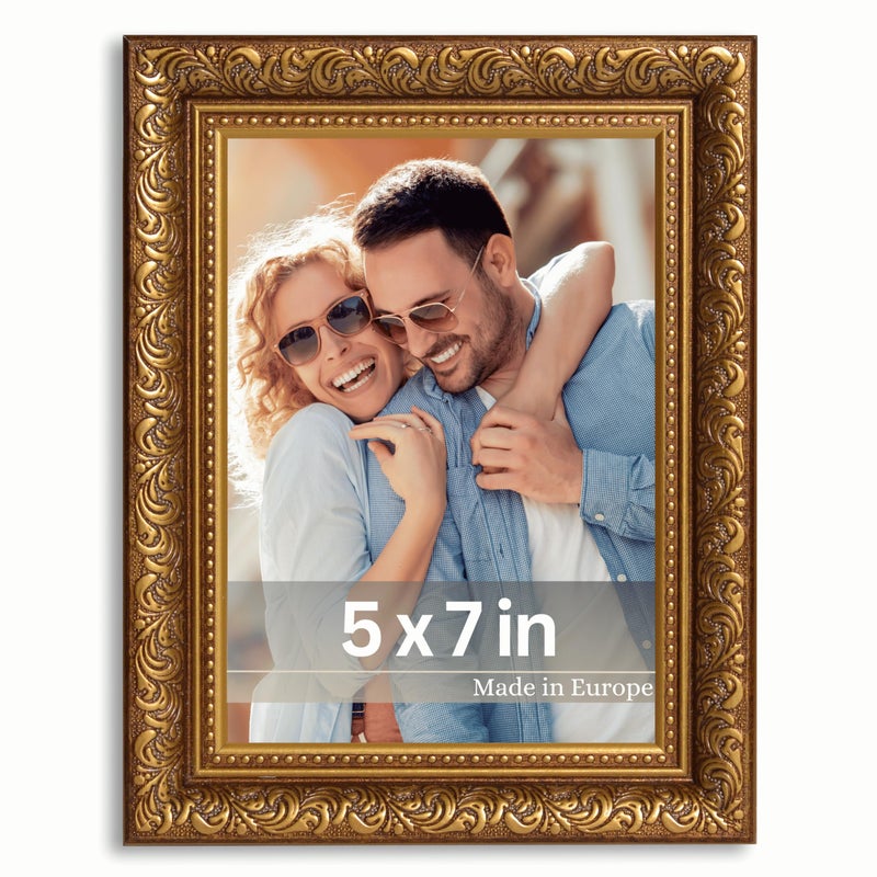 Victor VictoR 5x7 Picture Frame Rubens Brown Gold - Picture Frames 5x7 - with Shutterproof Acrylic Glass - Antique Frames - Brown Frame 5 by 7  - Image 1