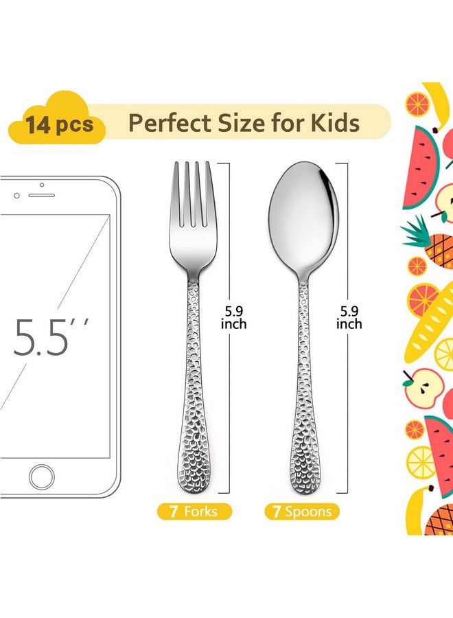 LIANYU 14-Piece Kids Silverware Set, Stainless Steel Toddler Utensils Flatware Set, Includes 7 Kids Spoons, 7 Kids Forks, Child Preschooler Cutlery Set, Dishwasher Safe - Image 2