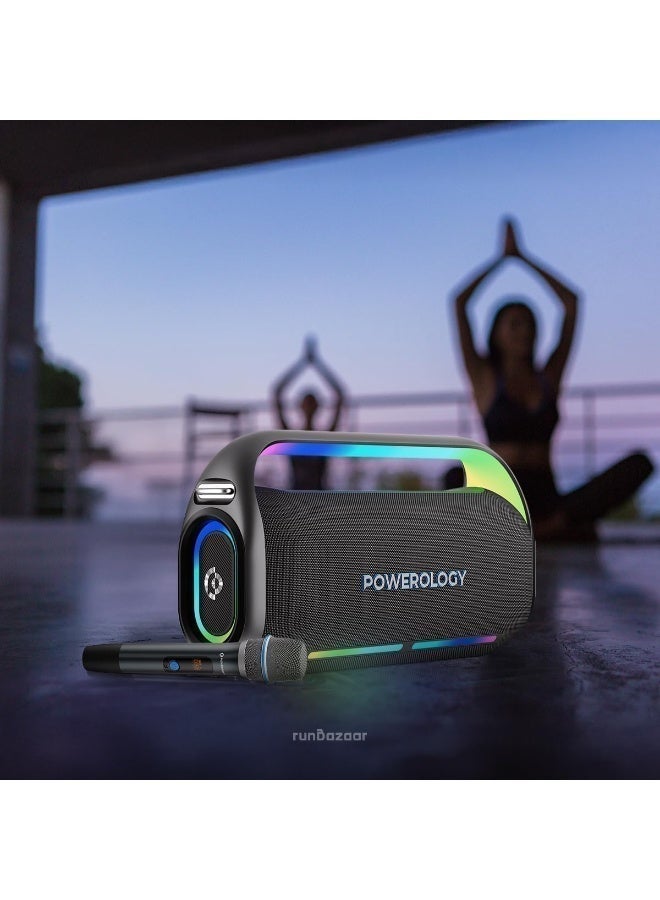 باورولوجي جهاز كاريوكي مع ميكروفون لاسلكي، مكبر صوت محمول، جهاز تحكم عن بُعد، 12 ساعة وقت تشغيل، قوة 200 واط، مكبر صوت كاريوكي محمول مع أضواء دي جي - Image 3