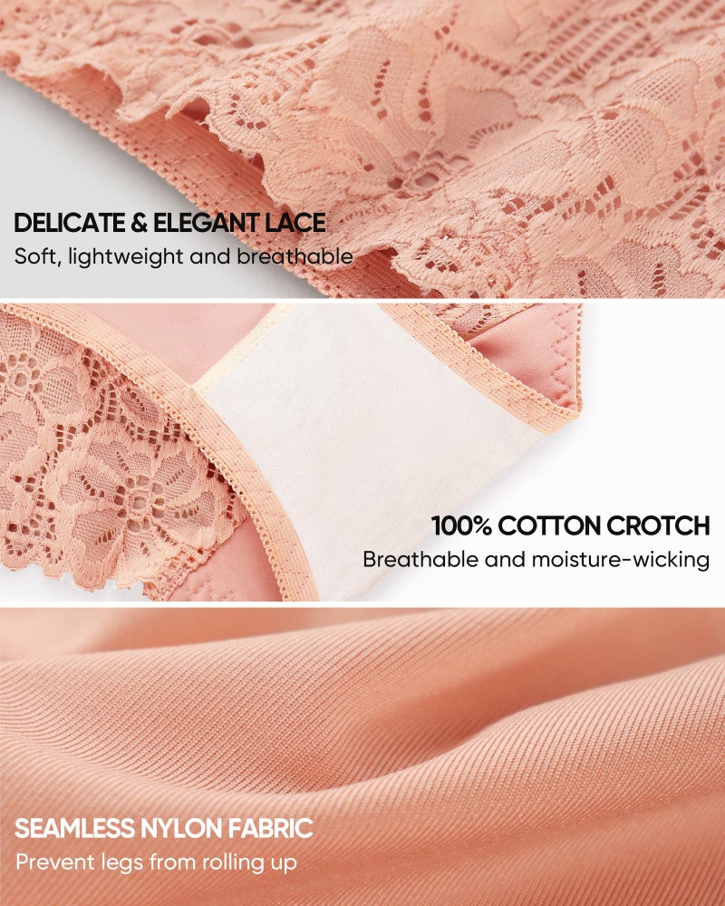 MIOTAN Women's High Waisted Underwear Pack Lace Ladies Panties Beautiful Cute Breathable Cheeky Postpartum Post Partum, Multicolor, L - Image 4