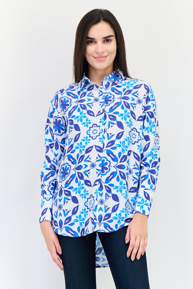 bebe قمصان نسائية عادية بأكمام طويلة بطبعة زهور، متعددة الألوان - Image 1