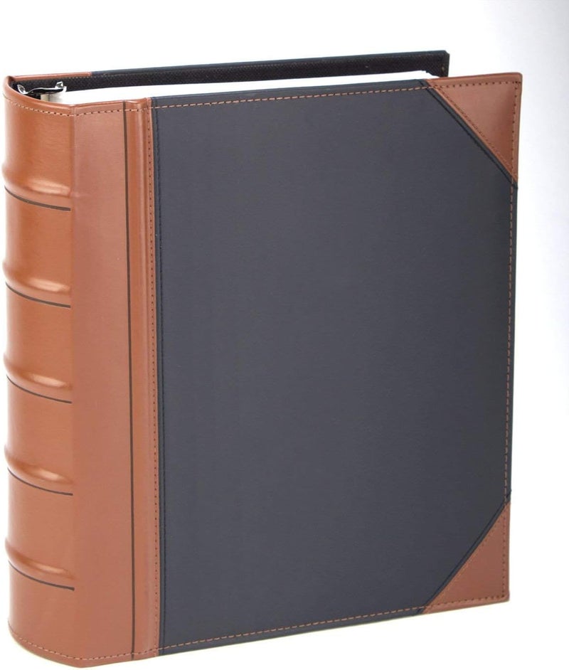 Kleer-Vu Executive Binder, English Leather 2 Tone with Stitching and Ribbed Spine, Heavy Duty 1.1/2 Inch 3 D-ring with Buster, Holds 350 8.5x 11 Sheets (Black) - Image 1