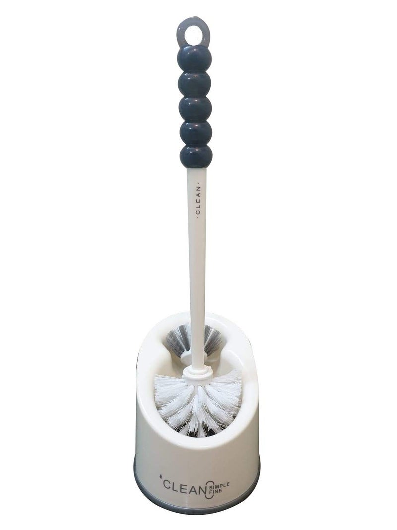Inditradition 2 in 1 Toilet Cleaning Nylon Brush with Storage Box, Main and Under Rim Brush, Heavy Bristles (White, Large) - Image 1