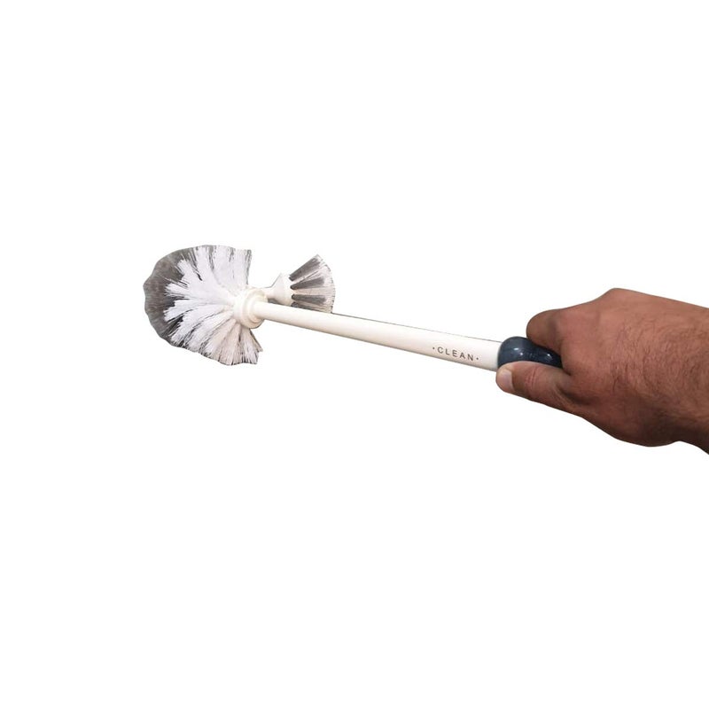 Inditradition 2 in 1 Toilet Cleaning Nylon Brush with Storage Box, Main and Under Rim Brush, Heavy Bristles (White, Large) - Image 5