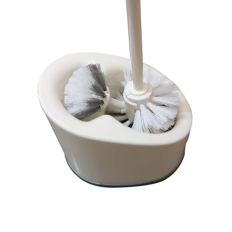 Inditradition 2 in 1 Toilet Cleaning Nylon Brush with Storage Box, Main and Under Rim Brush, Heavy Bristles (White, Large) - Image 4