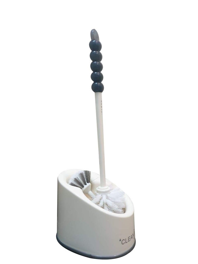 Inditradition 2 in 1 Toilet Cleaning Nylon Brush with Storage Box, Main and Under Rim Brush, Heavy Bristles (White, Large) - Image 3