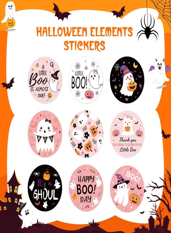 NEWEST 500PCS Halloween Stickers Roll, 1.5inch Round Adhesive Stickers Cute Ghost Decorative Labels Happy Halloween Name Tags for Packaging, Halloween Party Favor Decor, Pink, Black - Image 3