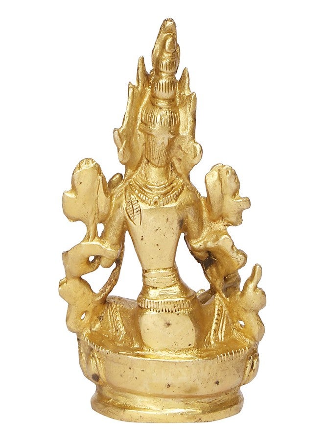 ARTVARKO Brass Goddess Tara Devi Sitting Idol Tibetan Buddhist Goddess Green Tara Decorative Sculpture - 3.5 Inches - Image 5