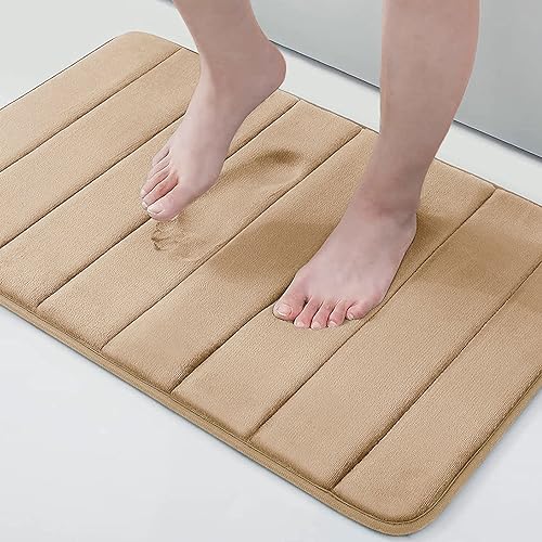Buganda Memory Foam Bath Mat, 24" x 16", Ultra Soft and Non-Slip Bathroom Rugs, Water Absorbent and Machine Washable Bath Rug for Bathroom, Shower, and Tub, Camel - Image 1