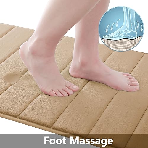 Buganda Memory Foam Bath Mat, 24" x 16", Ultra Soft and Non-Slip Bathroom Rugs, Water Absorbent and Machine Washable Bath Rug for Bathroom, Shower, and Tub, Camel - Image 2