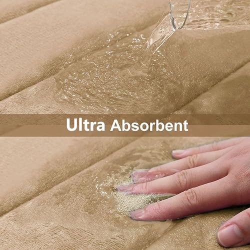 Buganda Memory Foam Bath Mat, 24" x 16", Ultra Soft and Non-Slip Bathroom Rugs, Water Absorbent and Machine Washable Bath Rug for Bathroom, Shower, and Tub, Camel - Image 4