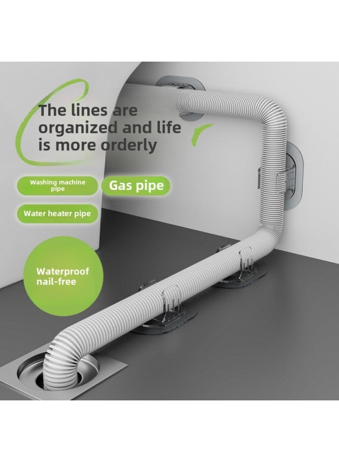 Punch-free Washing Machine Pipe Fixed Buckle Drain Pipe Holder Gas Hose Clamp Gas Pipe Nail-Free Pipe Clamp-Specification Model:White 10MM Row Plug Line Buckle  - Image 2