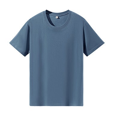 Summer New Style 100 Cotton Round Neck Short-Sleeved T-Shirt for Men and Women, Work Clothes, Team Class Uniforms, Printed Logo Tops Haze blue