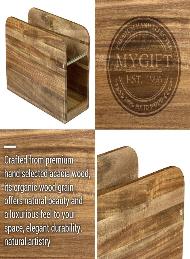 ماي جيفت حامل مجلات من خشب الأكاسيا الصلب من سلسلة فنادق ماي جيفت بريميوم، يُوضع على الطاولة، مع لمسة معدنية بلون النحاس، رف خشبي قائم بذاته للمجلات والصحف والملفات. - Image 2