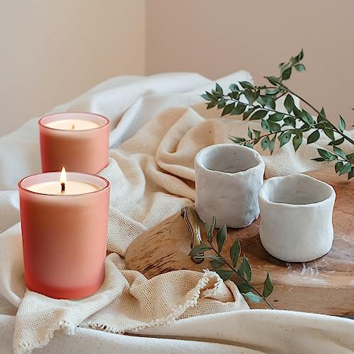 SHOWIN Thick Candle Jars for Making Candles 16 Pcs, 7 OZ Empty Jars with Wood Lids for Candle Making, Sample Container, Frosted Pink - Image 5