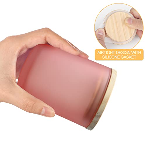 SHOWIN Thick Candle Jars for Making Candles 16 Pcs, 7 OZ Empty Jars with Wood Lids for Candle Making, Sample Container, Frosted Pink - Image 2