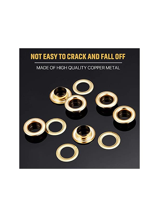 PROMASS promass Grommet Tool Kit, Grommet Setting Tool and 100 Sets Grommets Eyelets Portable Grommet Hand Press Kit for Leather Clothes Shoes Fabric Belts with Storage Box Gold, 1/2 Inch Inside Diameter  - Image 4
