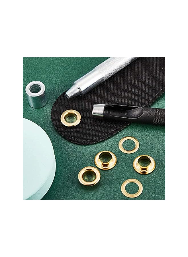 PROMASS promass Grommet Tool Kit, Grommet Setting Tool and 100 Sets Grommets Eyelets Portable Grommet Hand Press Kit for Leather Clothes Shoes Fabric Belts with Storage Box Gold, 1/2 Inch Inside Diameter  - Image 5
