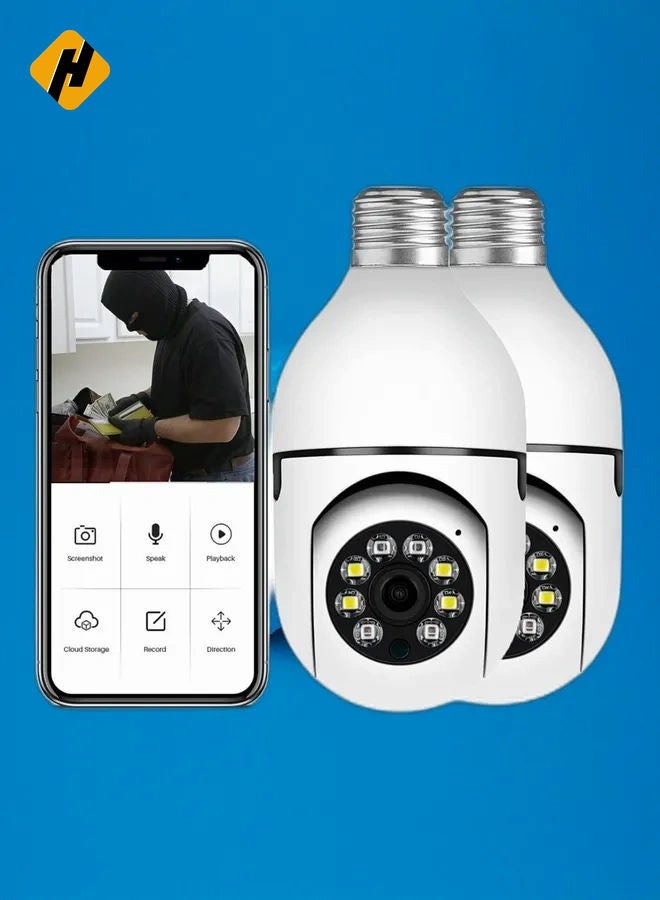 HuHa 2Pcs Light Bulb Security Camera 2.4GHz & 5G WiFi Outdoor, 1080P E27 Light Socket Security Camera, Indoor 360° Home Security Cameras  - Image 1