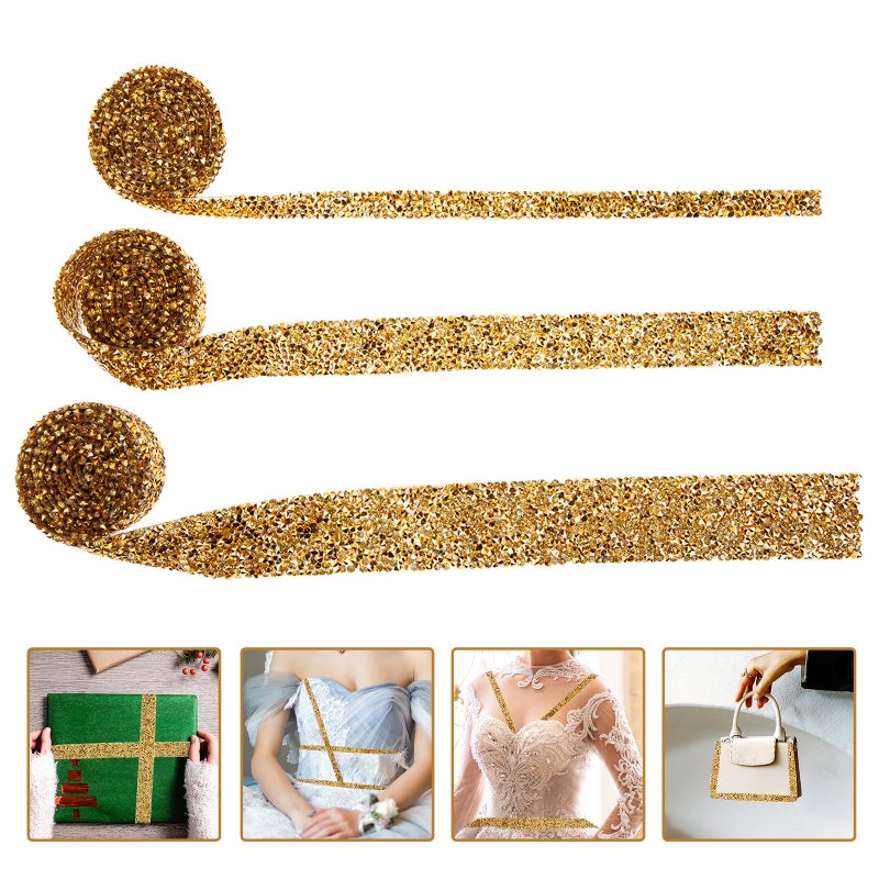 3pcs Rhinestone Ribbon Ribbon Roll Wrap for DIY Crafts Wedding Decotaion - Image 2