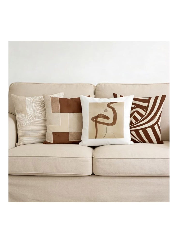 أفهوغو طقم أغطية وسائد مكون من 4 قطع، غطاء وسادة ديكورية، مقاس 45 × 45 سم، بتصميم كلاسيكي أوروبي مجرد، مناسب للأريكة وغرفة النوم وديكور المنزل، مقاس 18 × 18 بوصة. - Image 2