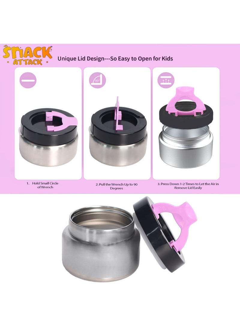 Snack Attack Mermaid Kids Bento Lunch Box with Thermos Jar – 4-Compartment Stainless Steel Leakproof Lunchbox with Silicone Seal – Cute Mermaid Artwork – Keeps Food Hot up to 5 Hrs – BPA-Free - Image 4