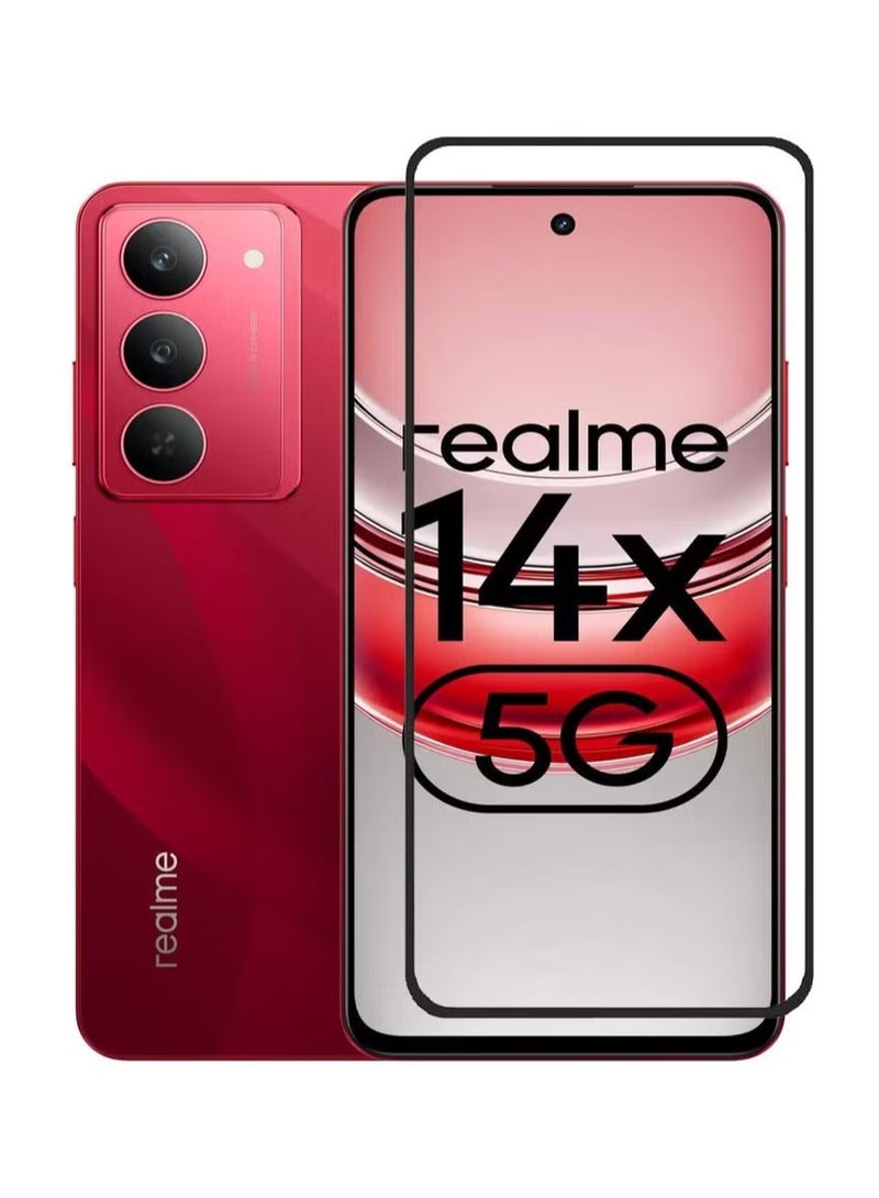 Screen Protector For Realme  14X , 5D Tempered Glass Protector 9H Hardness, Bubble Free, HD Clear Realme 14X Screen Protector