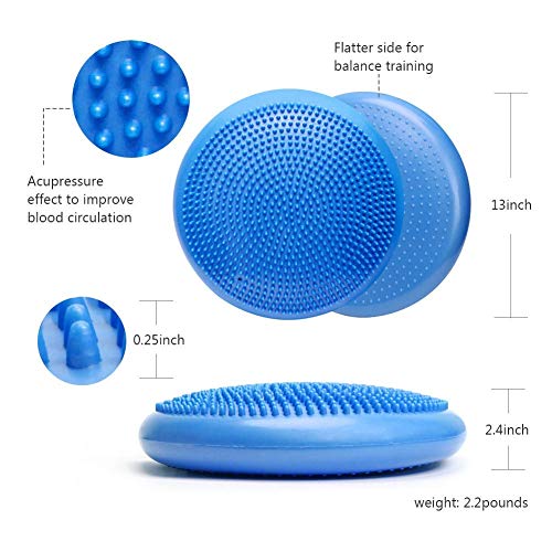 WIWAPLEX WIWAPLE Wiggle Seat, Inflatable Stability Balance Disc Wobble Cushion, Balance Disc Wiggle Seat, Flexible Seating Classroom with Free Air Pump Sensory Kids (Office & Home & School) (Blue) - Image 2