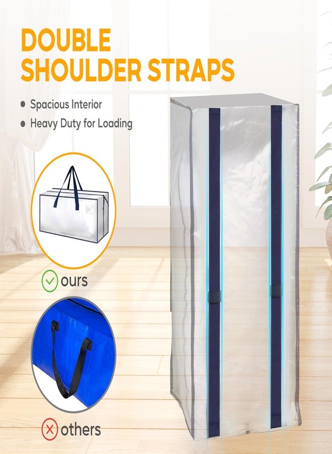 HealSmart 12 Pack Extra Large Moving Bags with Zippers & Carrying Handles, Heavy-Duty Storage Tote Moving Boxes for Dorm Room Essentials Storage Bags, Clear - Image 5