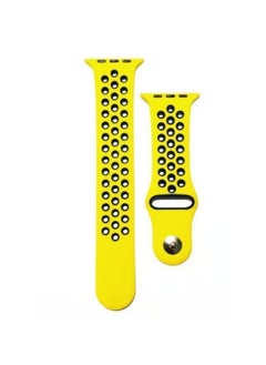 Generic Active Appeal Sport Breathable Silicone Watch Band Strap Wristband For Apple Watch 49mm Series 9 Ultra 2 - Yellow/Blue  - Image 2