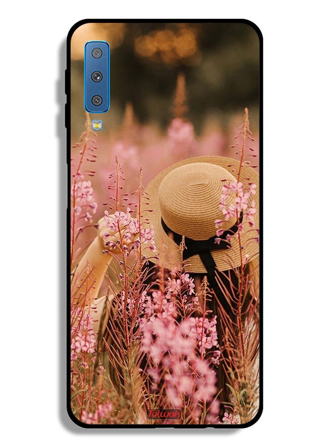 Tolwak Samsung Galaxy A7 (2018) Protective Case Cover Hat Girl In Flowers - Image 1