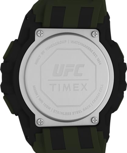 TIMEX ساعة تيمكس للرجال UFC راش 52 مم - حزام أخضر بقرص رقمي وحالة سوداء - Image 4