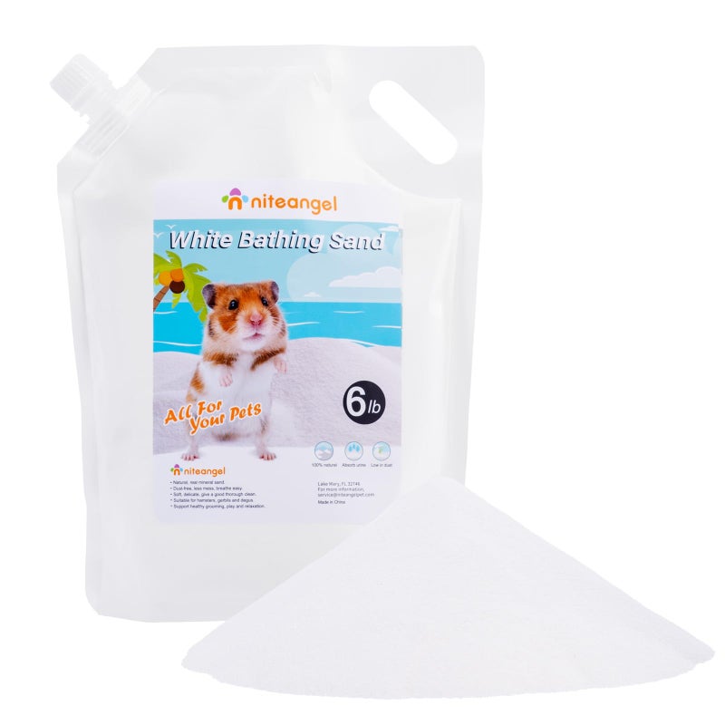 Niteangel Hamster Desert Bath Sand NoDust Bath or Potty Litter for Hamster Chinchillas Gerbil Mice Degu or Other Small Pets White Sand 6LB96oz - Image 2