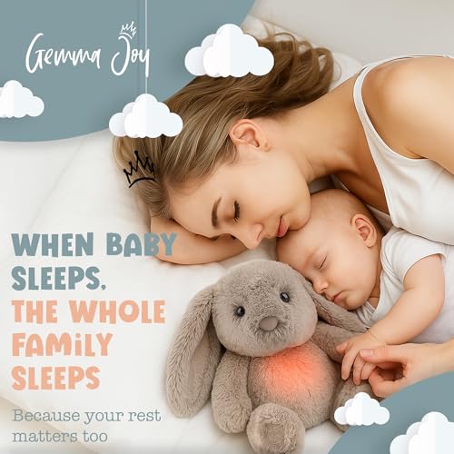 Gemma Joy Baby Sleep Soother Bunny for Baby – Cry Activated Heartbeat Stuffed Animal – Rechargeable Crib Soother with White Noise, Shush, Lullabies & Night Light – Newborn Essentials Must Haves - Image 3