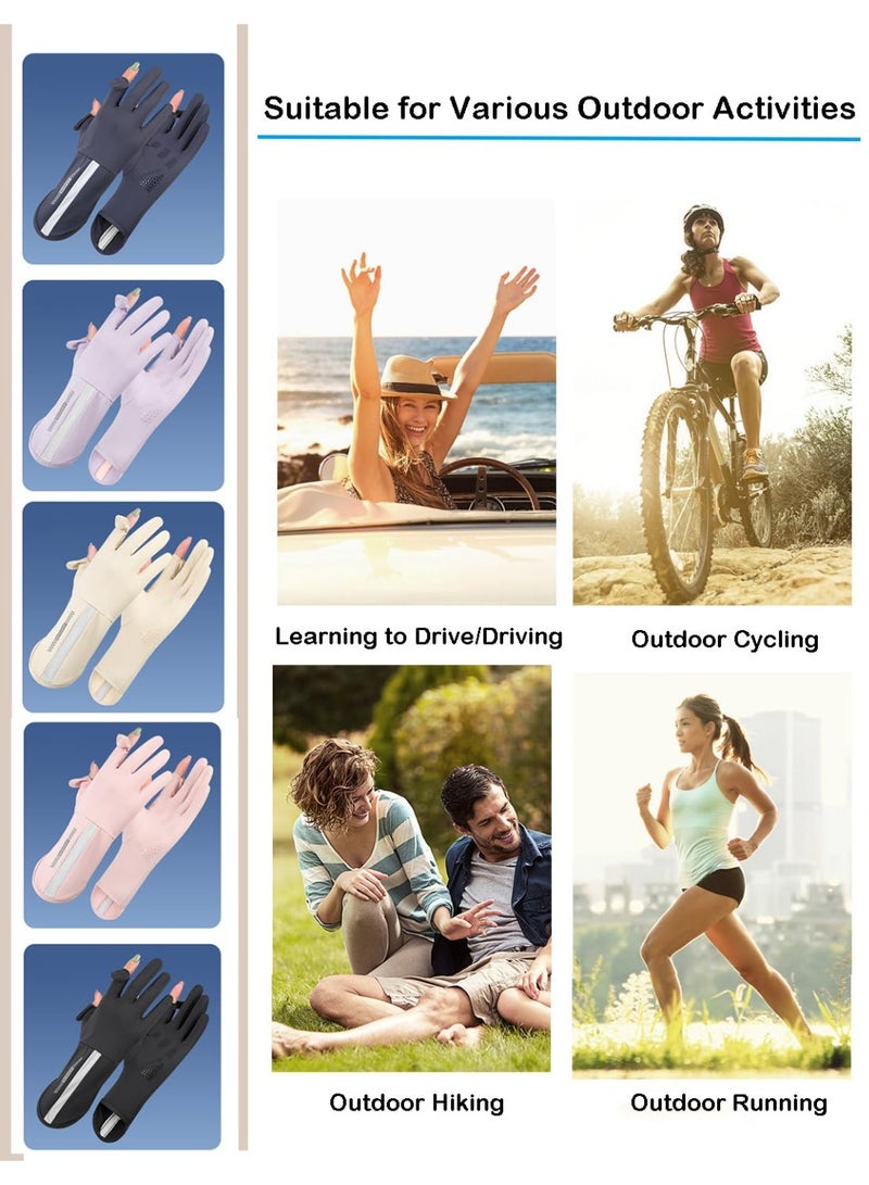 Chabeia UV Protection Gloves for Women ,Driving Cycling Gloves , Non-Slip Sun Protection Summer Uv Protection Long Gloves（Light gray） - Image 2