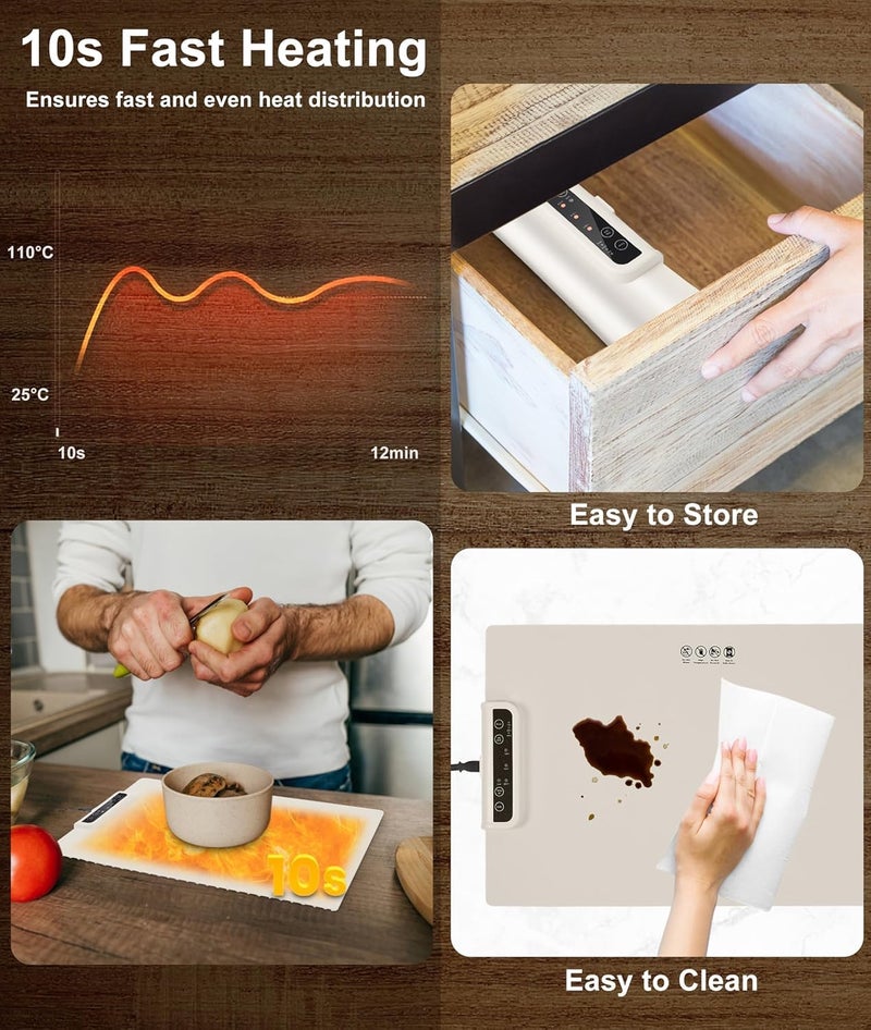 Calyrex Calyrex Food Warming Mat Electric Warming TrayUpgraded Graphene Full Surface Heating3 Temperature Settings and Timing Function Portable Food Warmers for Parties Buffet Everyday Use  - Image 3