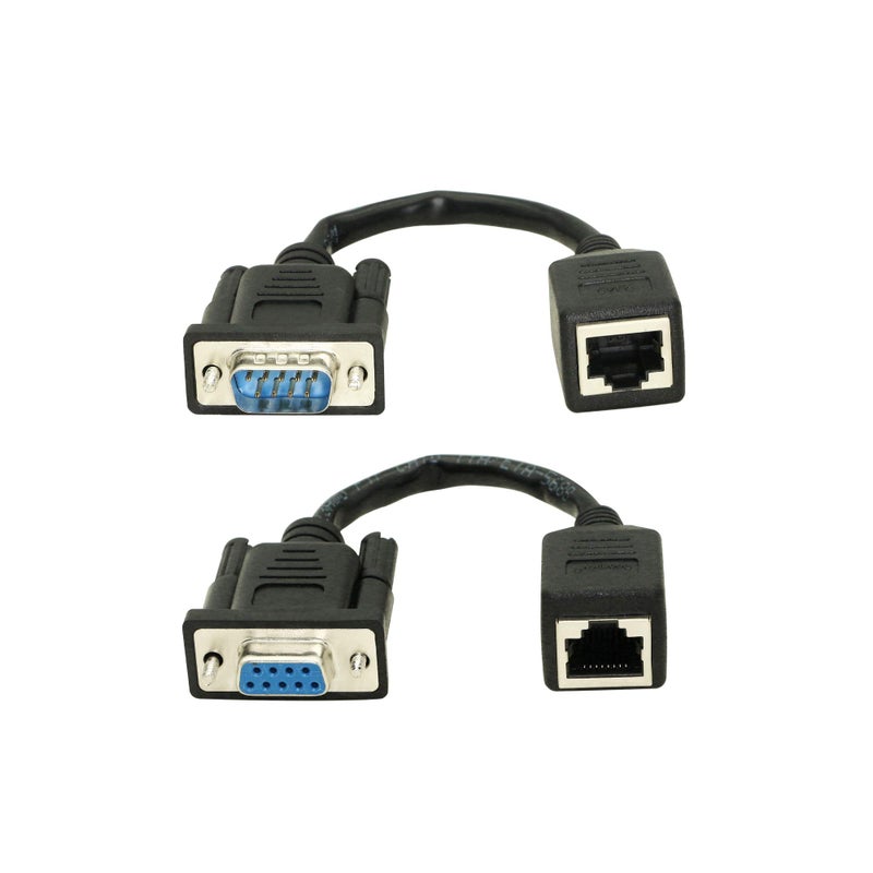 XMSJSIY DB9 RS232 to RJ45 Extender, DB9 9-Pin Serial Port Female&Male to RJ45 CAT5 CAT6 Ethernet LAN Extend Adapter Cable-2pcs (2-Cable) - Image 5