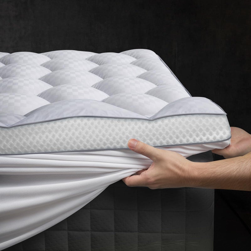 Milcabe 3 Inch Ultra-Fluffy Memory Foam Mattress Topper Cal King for Back Pain, Extra Soft Pillow Top Cal King Mattress Topper with 4X Support, Mattress Pad with Breathable Air Mesh Sides, 6-21'' Deep Pocket - Image 1