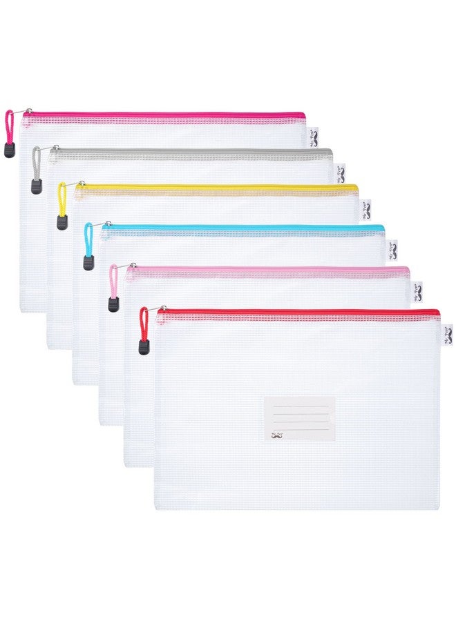 Mr. Pen - Mesh Zipper Pouch, A4, 6 Pack, Zipper Pouch With Label Pocket, Plastic Mesh Zipper Pouch, Large Mesh Zipper Pouch, Mesh Zipper Pouch Large, Zipper Pouch Bags, Board Game Storage  - Image 1