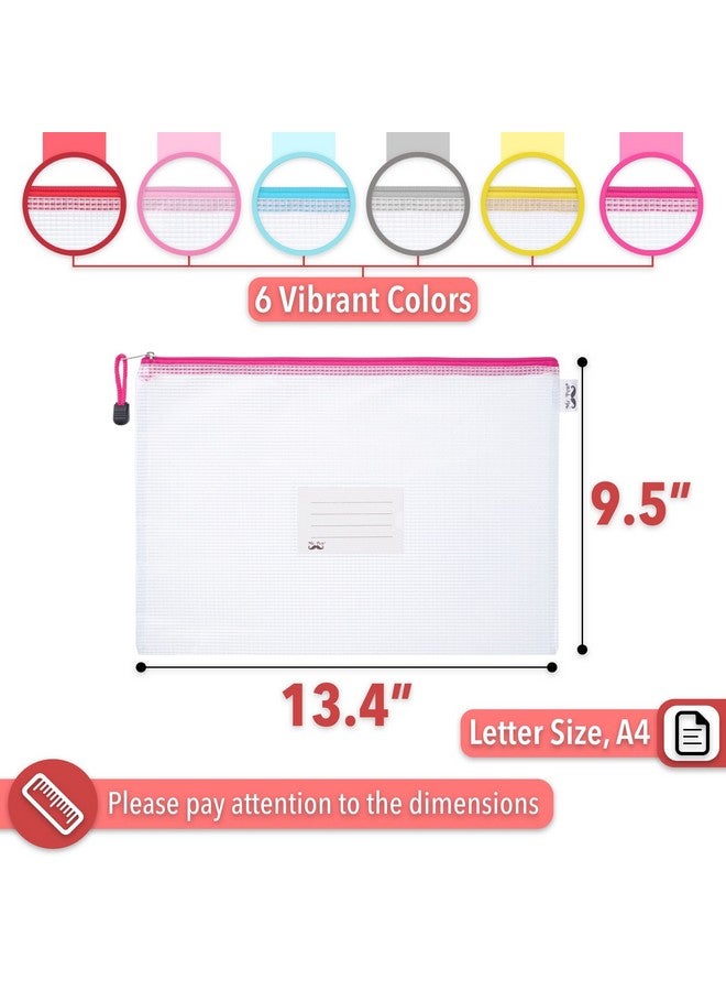 Mr. Pen - Mesh Zipper Pouch, A4, 6 Pack, Zipper Pouch With Label Pocket, Plastic Mesh Zipper Pouch, Large Mesh Zipper Pouch, Mesh Zipper Pouch Large, Zipper Pouch Bags, Board Game Storage  - Image 3