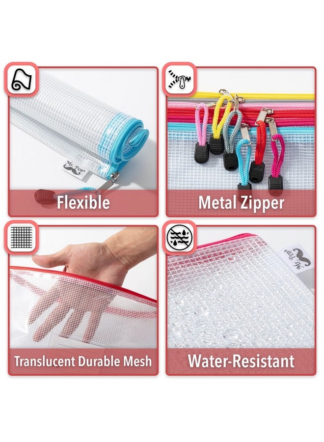 Mr. Pen - Mesh Zipper Pouch, A4, 6 Pack, Zipper Pouch With Label Pocket, Plastic Mesh Zipper Pouch, Large Mesh Zipper Pouch, Mesh Zipper Pouch Large, Zipper Pouch Bags, Board Game Storage  - Image 4