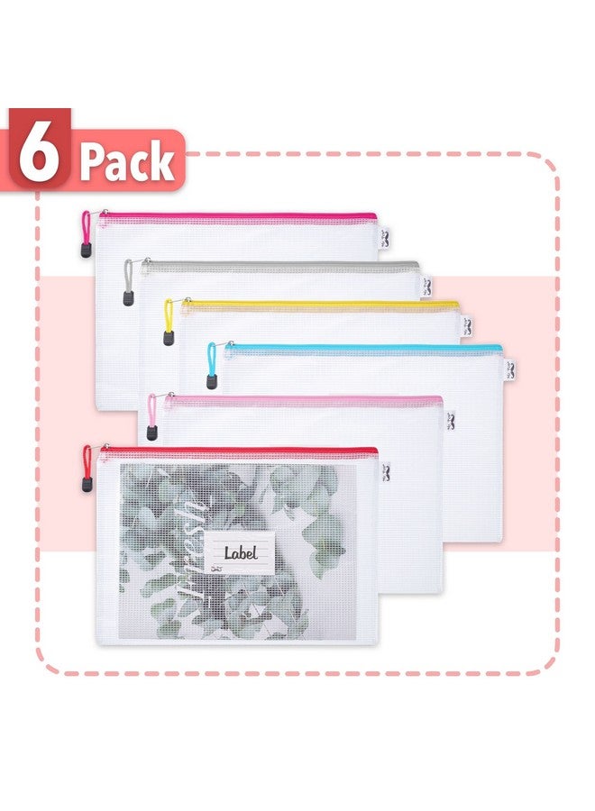 Mr. Pen - Mesh Zipper Pouch, A4, 6 Pack, Zipper Pouch With Label Pocket, Plastic Mesh Zipper Pouch, Large Mesh Zipper Pouch, Mesh Zipper Pouch Large, Zipper Pouch Bags, Board Game Storage  - Image 2