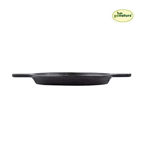 GONATURS Cast Iron Cookware-Tawa for Dosa/Fish Fry/Chapati/Roti/Naan. Dosa Tawa, Dosa Kallu, Dosa Chatti, Iron Tawa. Healthy Cast Iron tawa-Gas and Induction Compatible.(Black) 8Inch - Image 3
