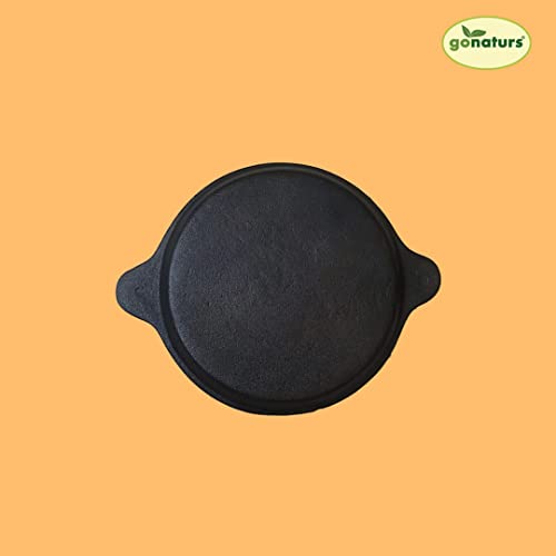 GONATURS Cast Iron Cookware-Tawa for Dosa/Fish Fry/Chapati/Roti/Naan. Dosa Tawa, Dosa Kallu, Dosa Chatti, Iron Tawa. Healthy Cast Iron tawa-Gas and Induction Compatible.(Black) 8Inch - Image 4